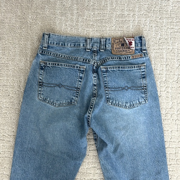 Vintage 90s Lucky Brand 286 low rise flare dungarees light wash 100% cotton - Picture 9 of 11